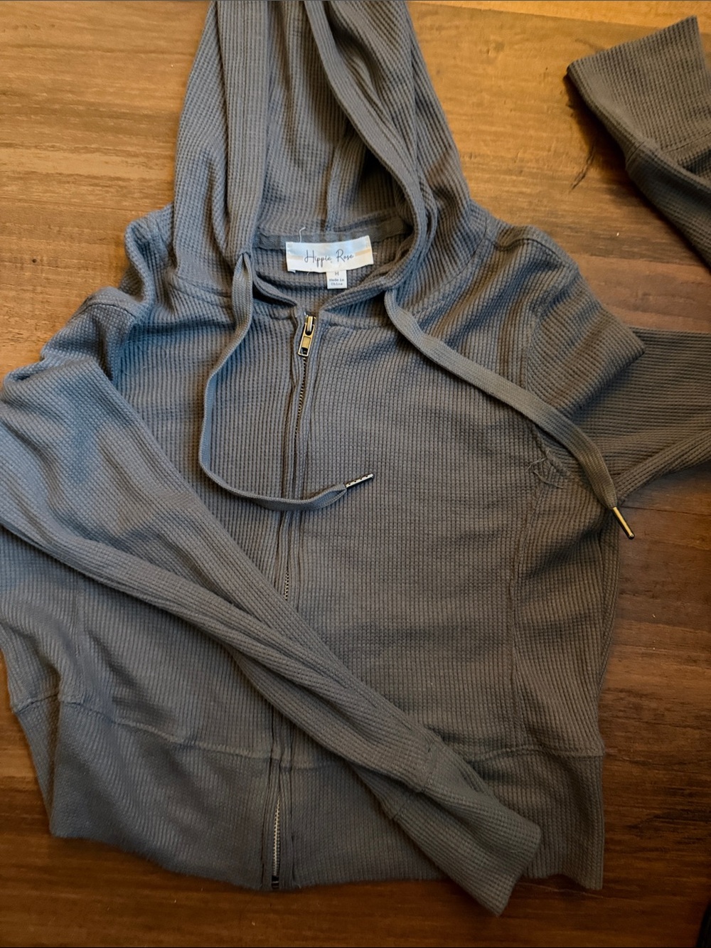 Hippie Rose Women's Gray Waffle Zip Hoodie